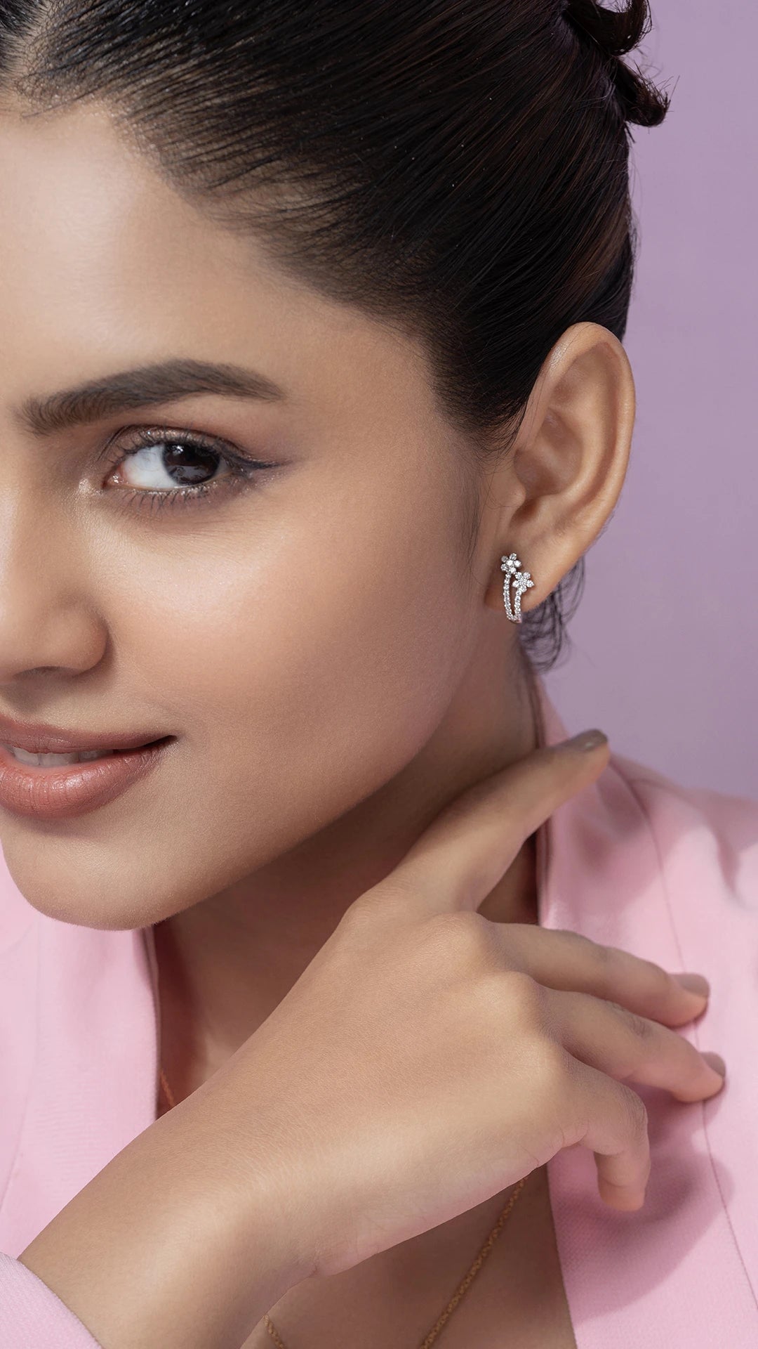 Favia Silver Hoop Earrings for Women White Gold - Shinez By Baxi Jewellers