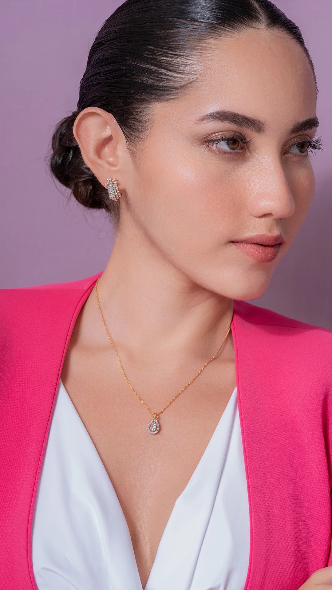 Jisha Silver Pendant with chain | 22KT Gold Vermeil - Shinez By Baxi Jewellers