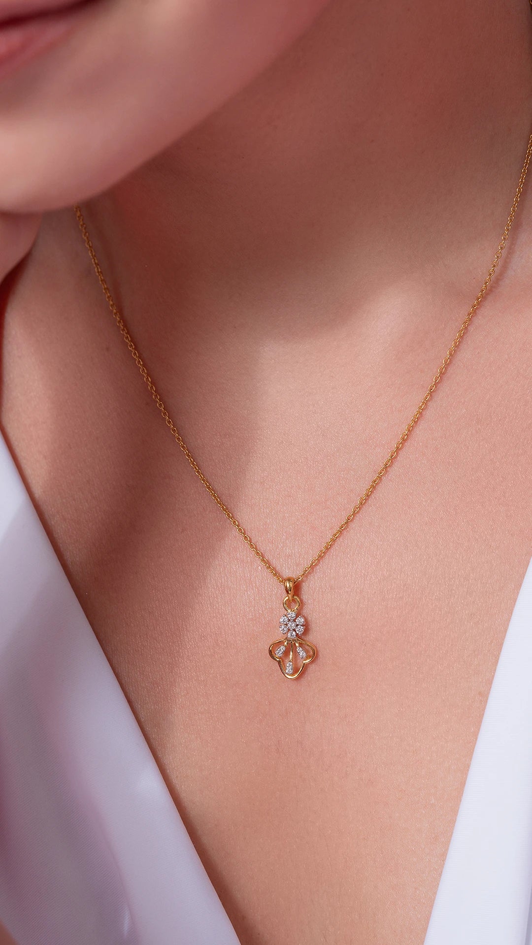 Trisha Silver Pendant with Chain | 22KT Gold Vermeil - Shinez By Baxi Jewellers