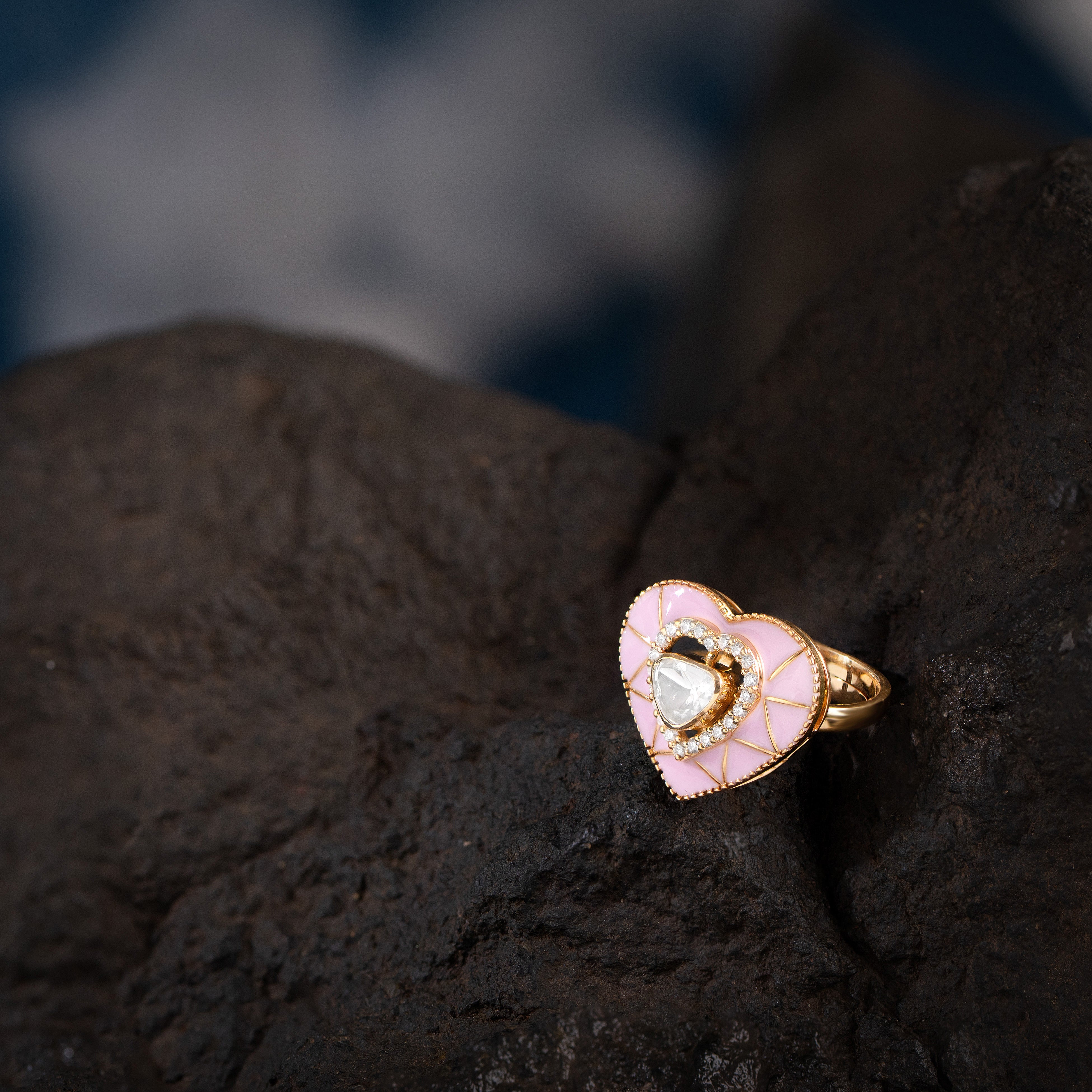 Jazzy Polki Silver Moissanite Adjustable Ring | 22KT Gold Vermeil - Shinez By Baxi Jewellers