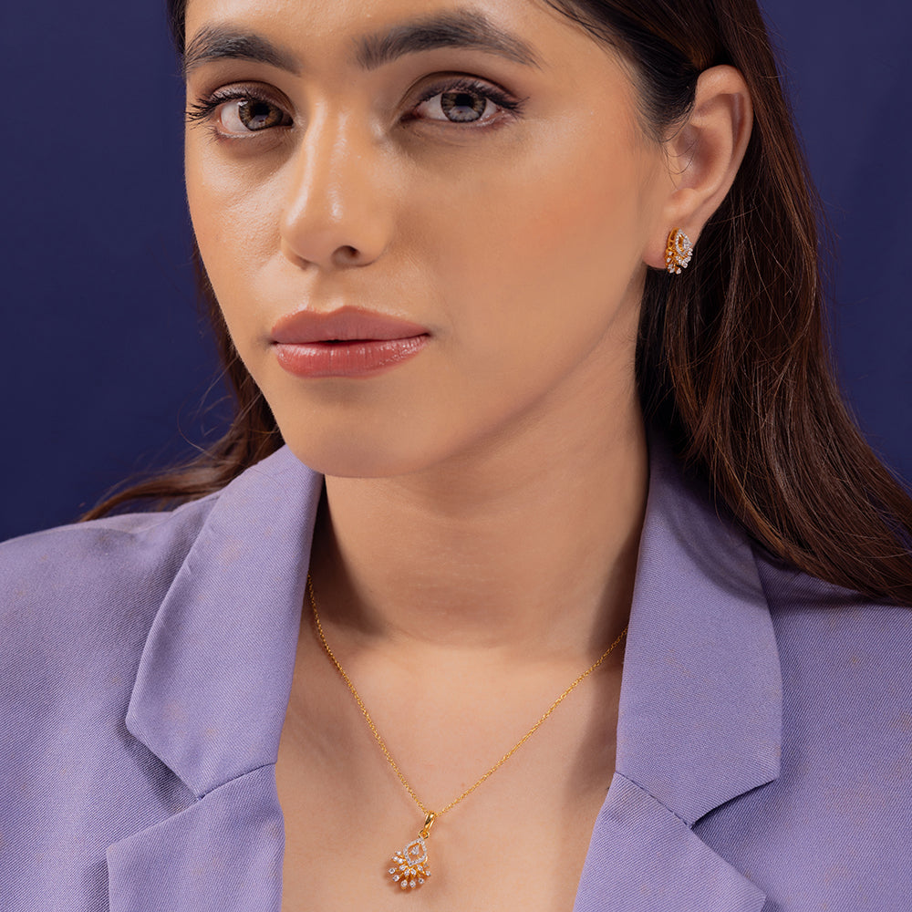 Juliet Moissanite Pendant and Earrings Set - Shinez By Baxi Jewellers