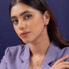 Vrinda Moissanite Pendant and Earrings Set - Shinez By Baxi Jewellers