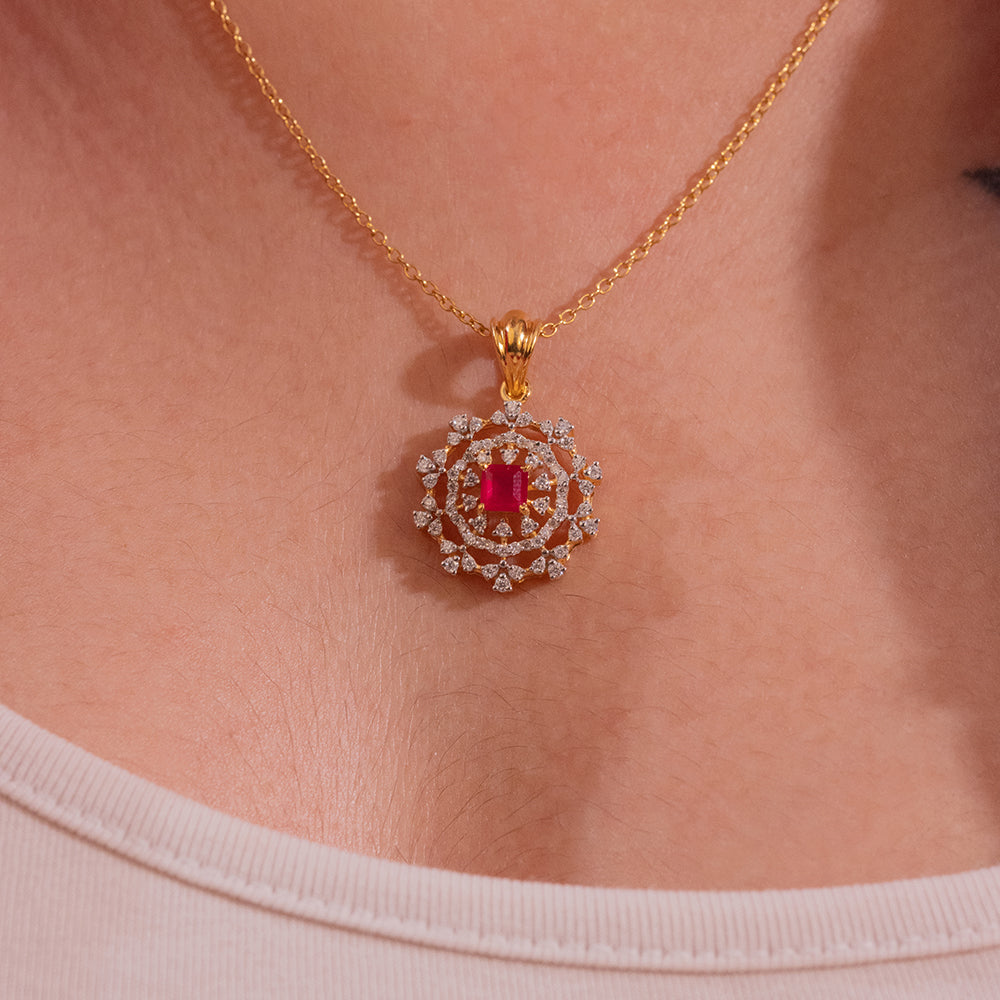 Darsi Moissanite Pendant and Earrings Set - Shinez By Baxi Jewellers