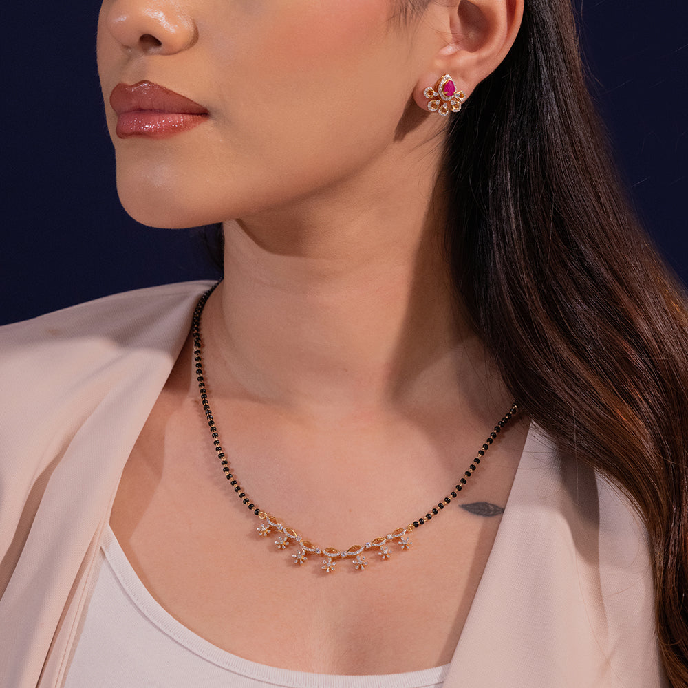 Mabel Moissanite Silver Mangalsutra for Women | 22KT Gold Vermeil - Shinez By Baxi Jewellers