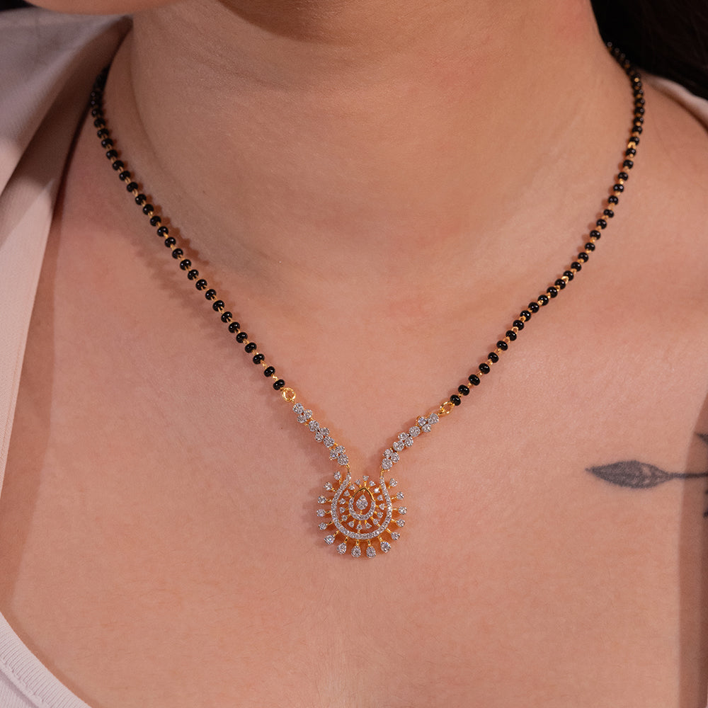Navya Moissanite Silver Mangalsutra for Women | 22KT Gold Vermeil - Shinez By Baxi Jewellers