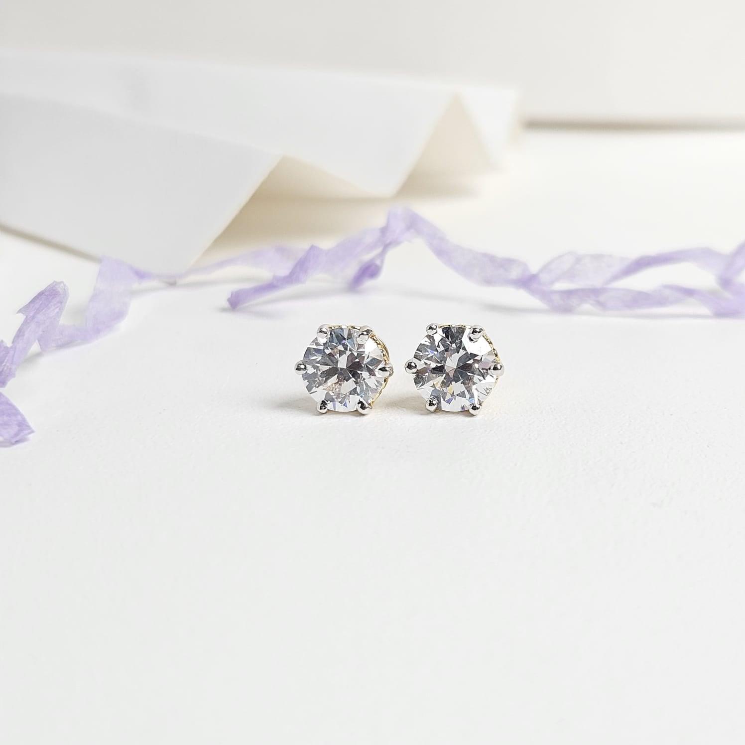 Rena 3 Carat Solitaire Stud Silver Earrings For Women - Shinez By Baxi Jewellers