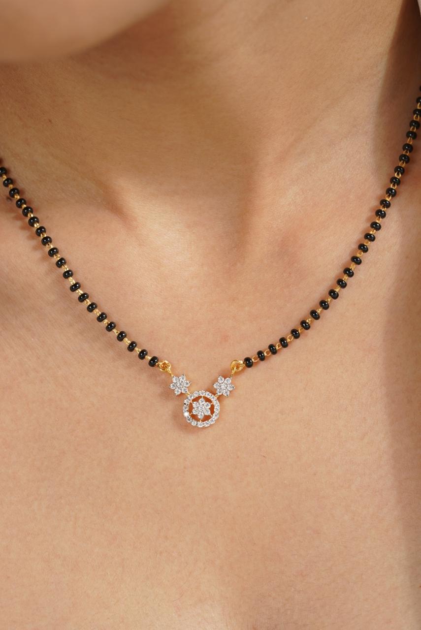 Chitraa Moissanite Silver Mangalsutra | 22KT Gold Vermeil - Shinez By Baxi Jewellers