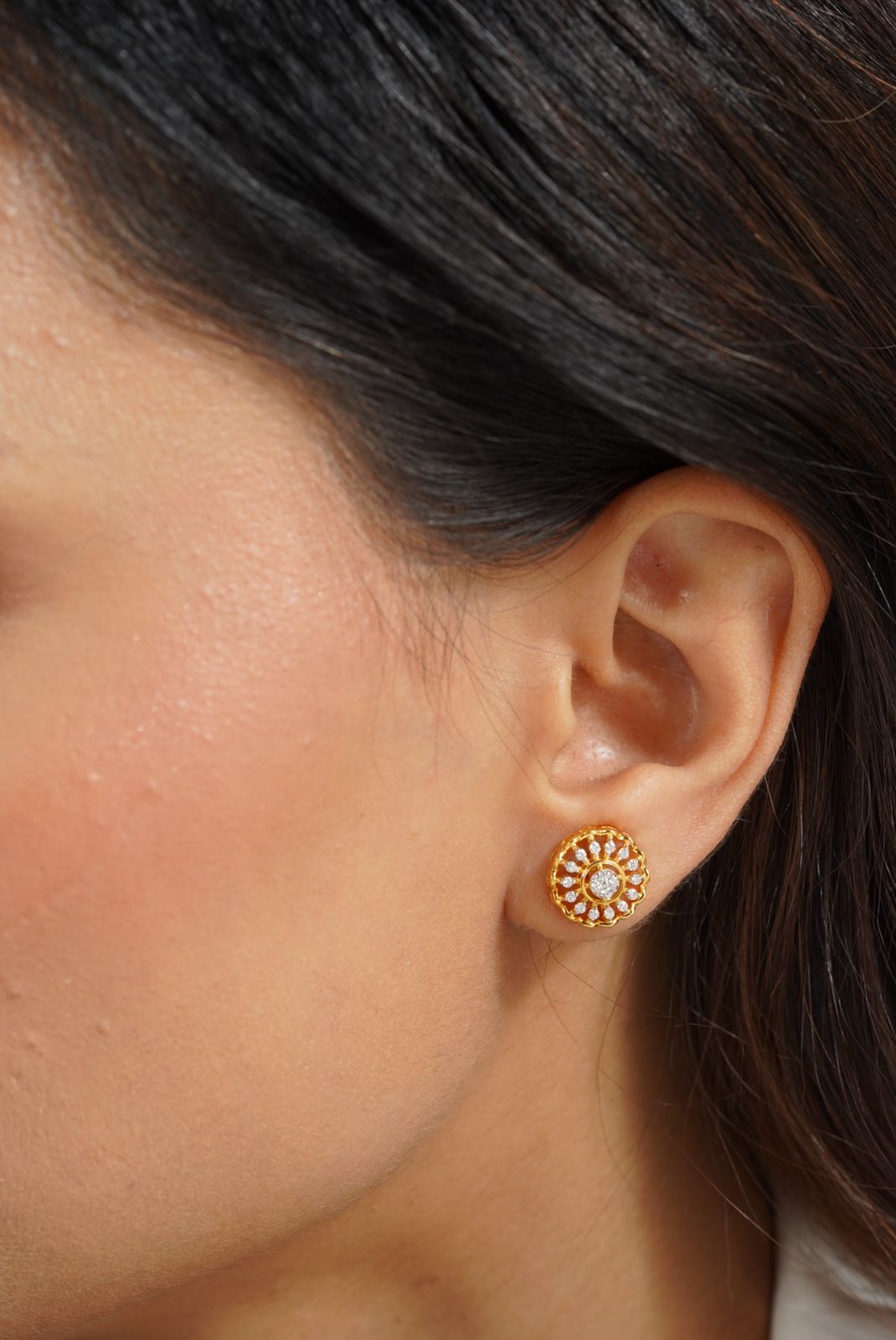 Ariha Silver Moissanite Earrings for Women | 22KT Gold Vermeil - Shinez By Baxi Jewellers