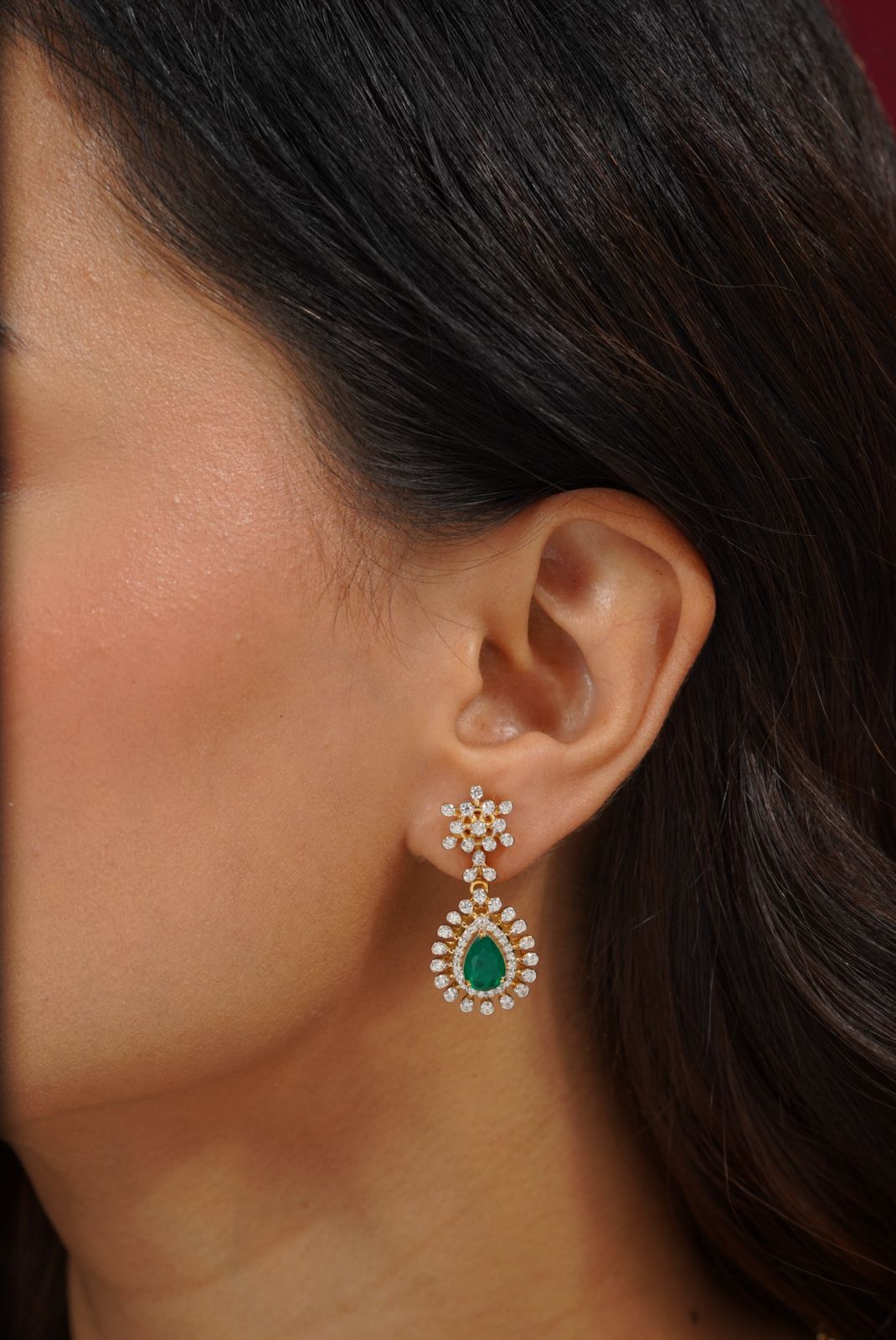 Lila Silver Dangle Moissanite Earrings | 22KT Gold Vermeil - Shinez By Baxi Jewellers