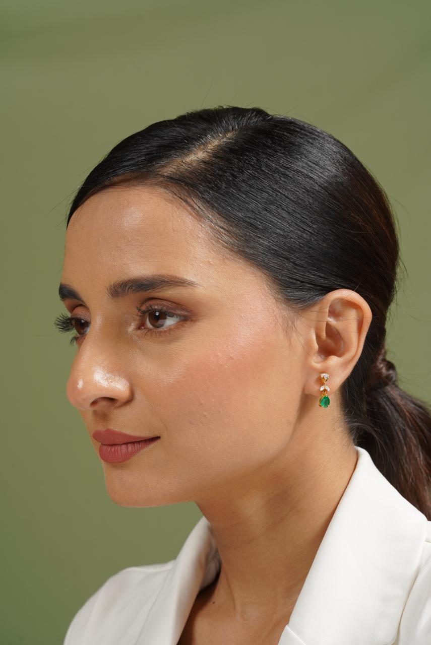 Ursa Silver Moissanite Drop Earrings | 22KT Gold Vermeil - Shinez By Baxi Jewellers