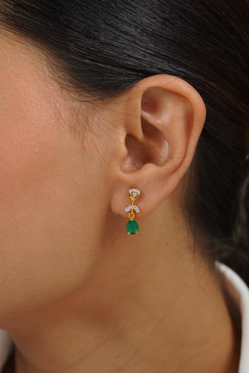 Ursa Silver Moissanite Drop Earrings | 22KT Gold Vermeil - Shinez By Baxi Jewellers