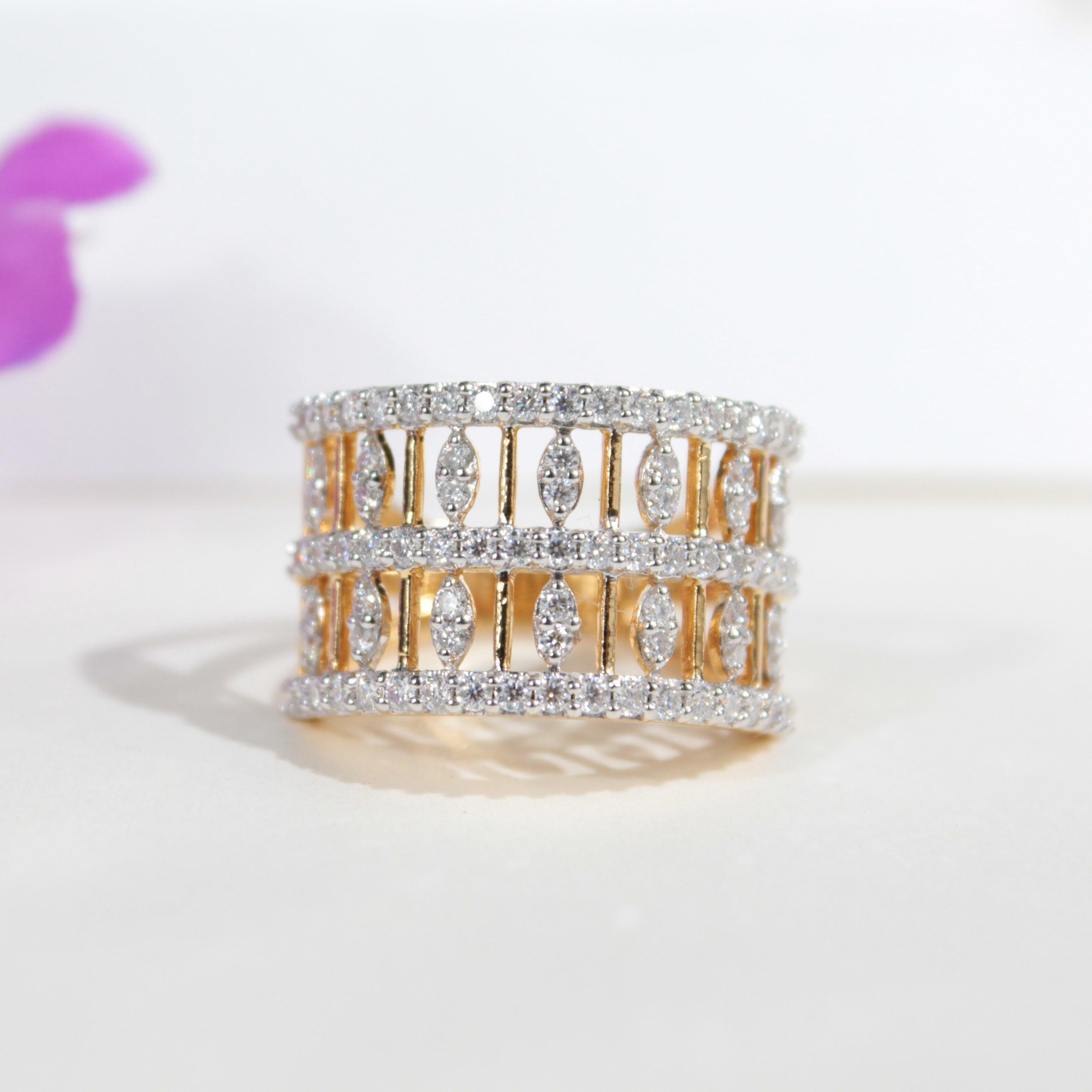 Ziona Silver Band With Swarovski Stones For Women - Shinez By Baxi Jewellers